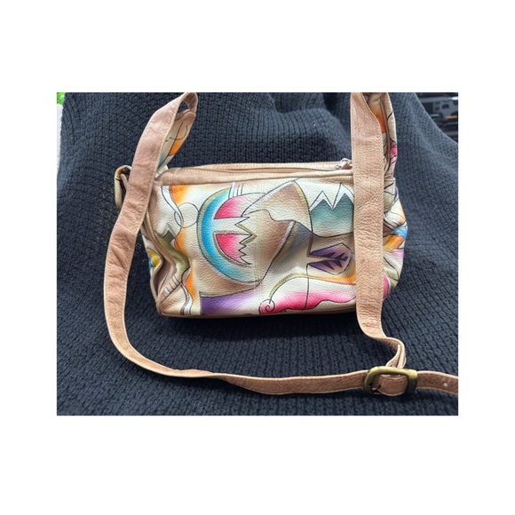 Colorful Abstract Hand Painted Leather Bag - Picture 2 of 11